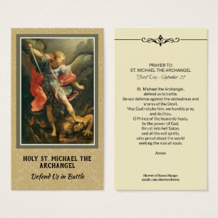 San Miguel la Sagrada Tarjeta de Oración Arcángel