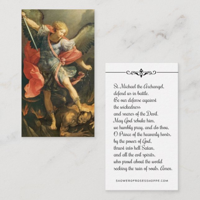 San Miguel la Sagrada Tarjeta de Oración Arcángel (Anverso / Reverso)