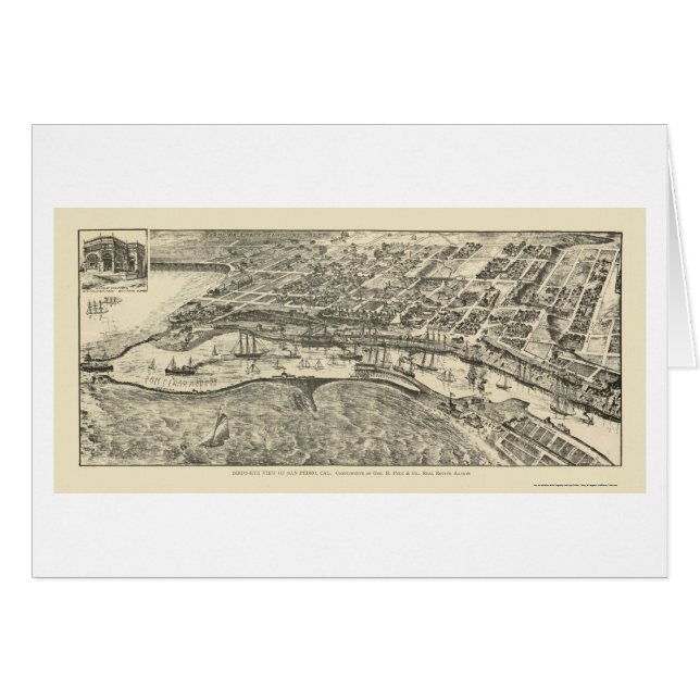 San Pedro, mapa panorámico de CA - 1905 (Anverso (Horizontal))