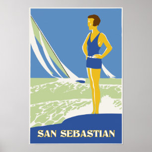San Sebastián, arte vectorial retro viajes pequeño