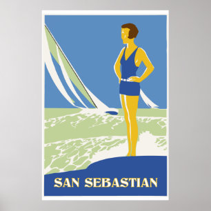 San Sebastián, viaje retro del arte del vector