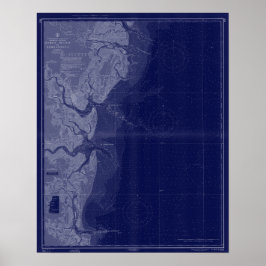 San Simons Georgia Mapa gráfico naumático Arte azu