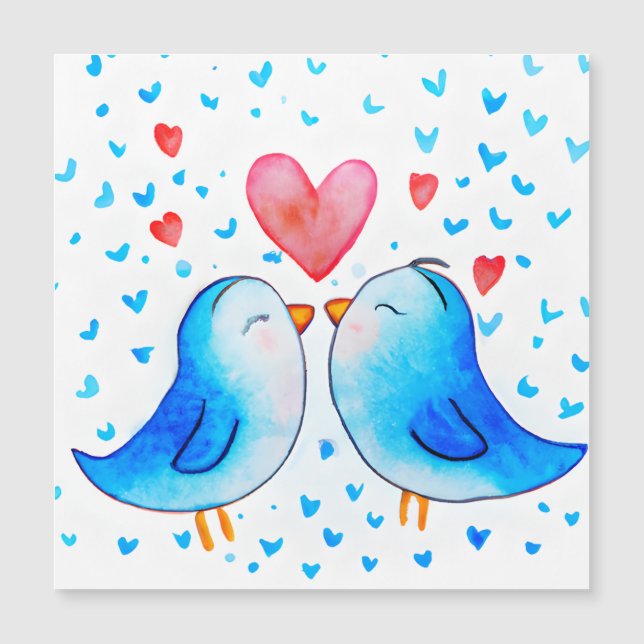 San Valentín Aves Magnética Tarjeta (Anverso)