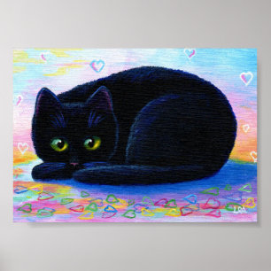 San Valentín Corazón Arte de Gato Negro