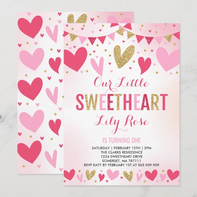 San Valentín Invitación a cumpleaños (Anverso / Reverso)