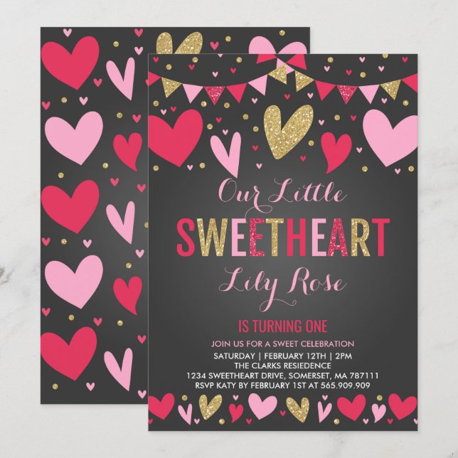 San Valentín Invitación a cumpleaños (Anverso / Reverso)
