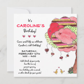 San Valentín, invitación a la fiesta de cumpleaños