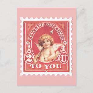 San Valentín saluda la tarjeta postal roja cupido