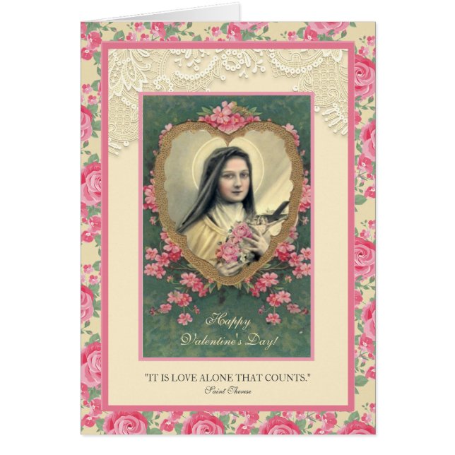 San Valentín Santa Teresa Católica Rosa (Frente)