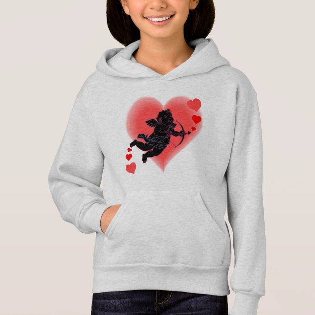 San Valentín se enreda con sudadera rosada cupido (Anverso)