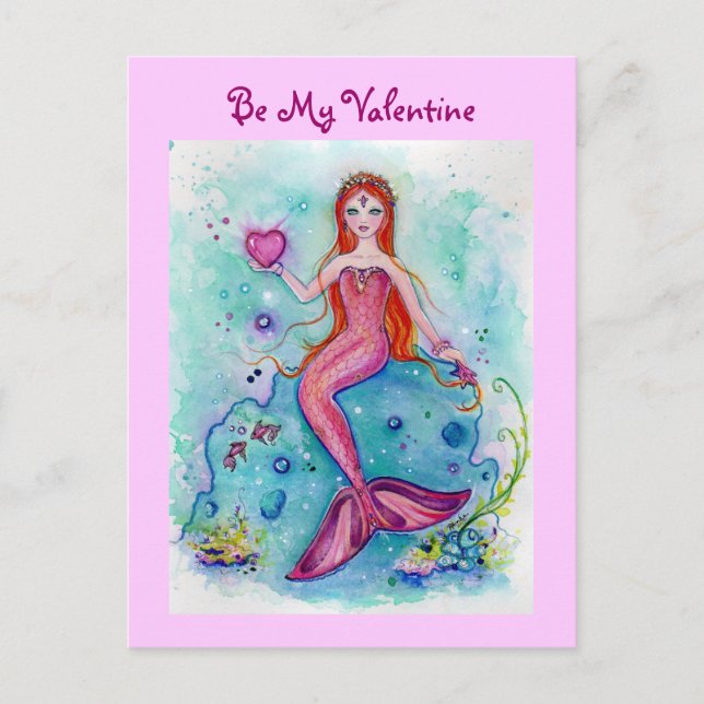 San Valentín tarjetas de sirena rosa por Renee (Anverso)