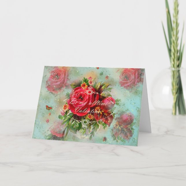 San Valentín Y Rosas - Tarjeta De Saludo (Anverso)