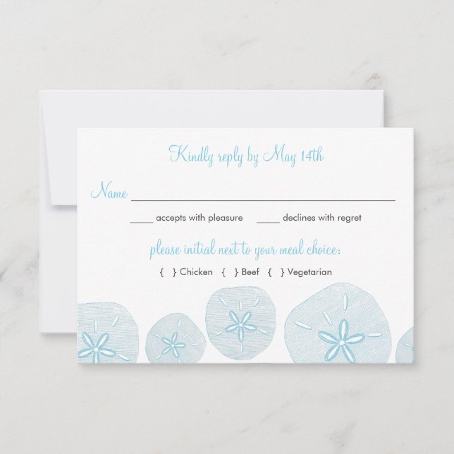 Sand Dollar Beach Wedding RSVP Comidas (Anverso)