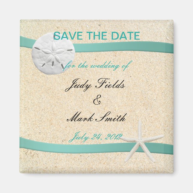Sand Dollar Beach Wedding Salva El Imán De La Fech (Frente)