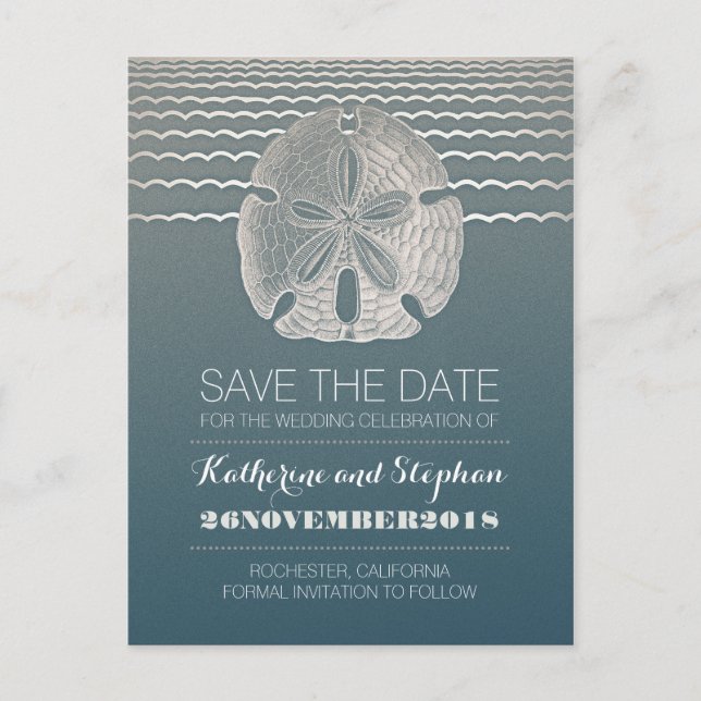 Sand Dollar Beach Wedding Salva Las Tarjetas Porta (Anverso)