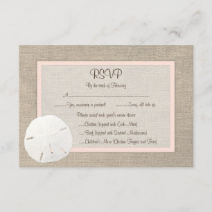 Sand Dollar Beach Wedding Tarjeta RSVP - Rubor