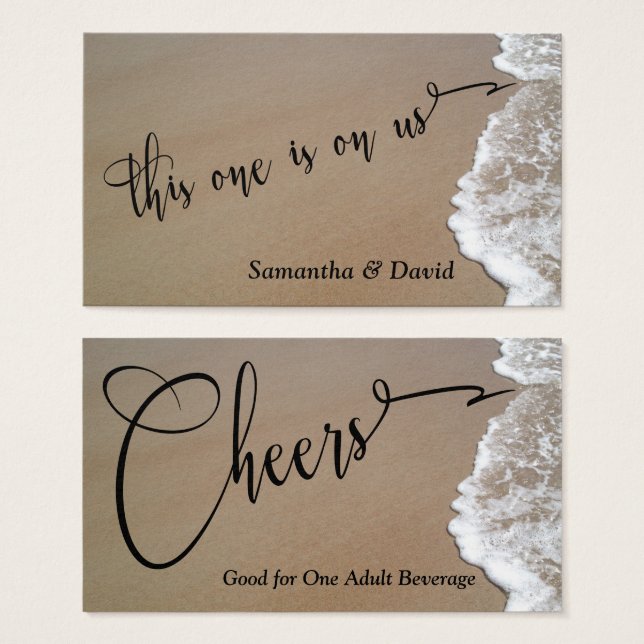 Sand & Foam Beach Photo Event Bar Drink Tickets (Anverso y reverso)