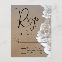 Sand & Foam Beach Photo & Typography Wedding RSVP