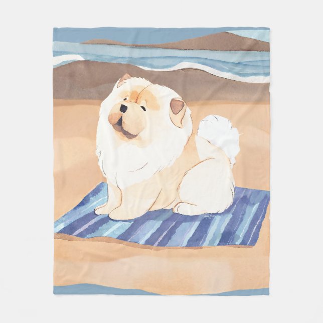 SAND N' SEA Cream Chow Chow perro manta playa (Anverso)
