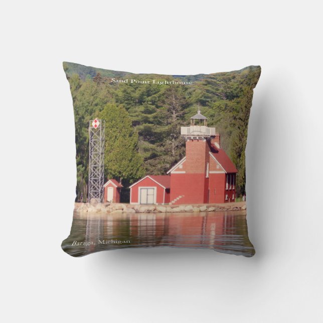 Sand Point Lighthouse almohada cuadrada de Baraga (Anverso)