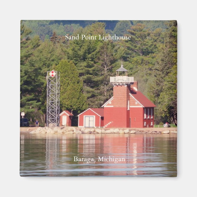Sand Point Lighthouse Baraga imán (Frente)