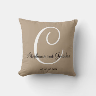 Sand taupe blanco costumbre Boda almohada de mante
