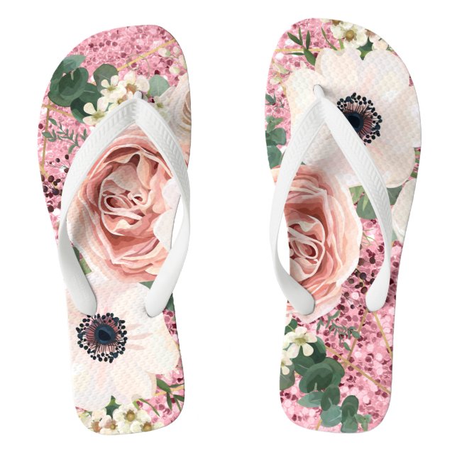 Sandalias Flipflop personalizadas Rosa geométrico  (Plantilla)