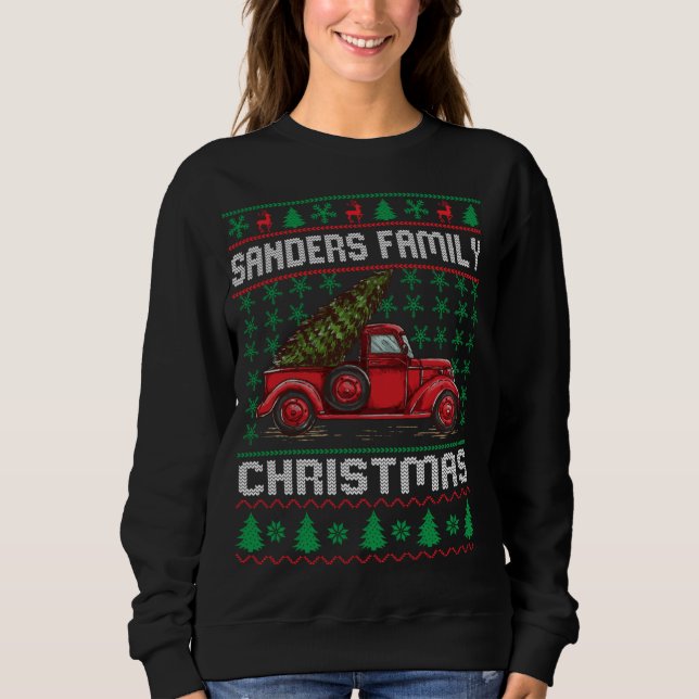 Sanders Familia Feo Navidades Sweater Red Truck Fu (Anverso)