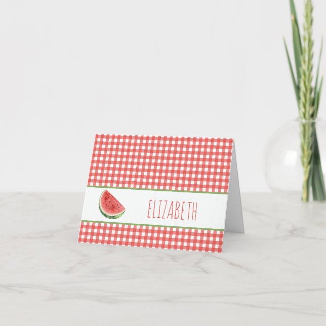 Sandía de Verano y Cuadros de Gingham Rojo (Anverso)