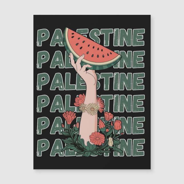 sandía, flores y texto palestino Repetir (Anverso)