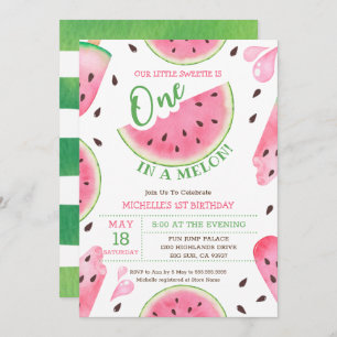 sandía uno en melón primer cumpleaños invitación