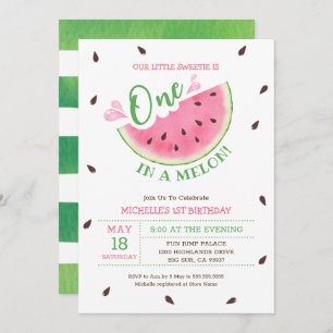 sandía uno en melón primer cumpleaños invitación