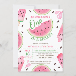 sandía uno en melón primer cumpleaños invitación