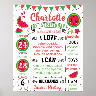 sandía uno en señal de cumpleaños de melón