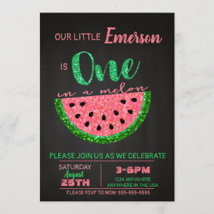 sandía, uno en un Purpurina de invitación al melón