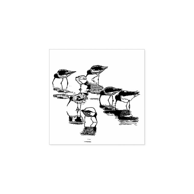 Sandpiper Birds Beach Animales Sello de madera (Impresión)