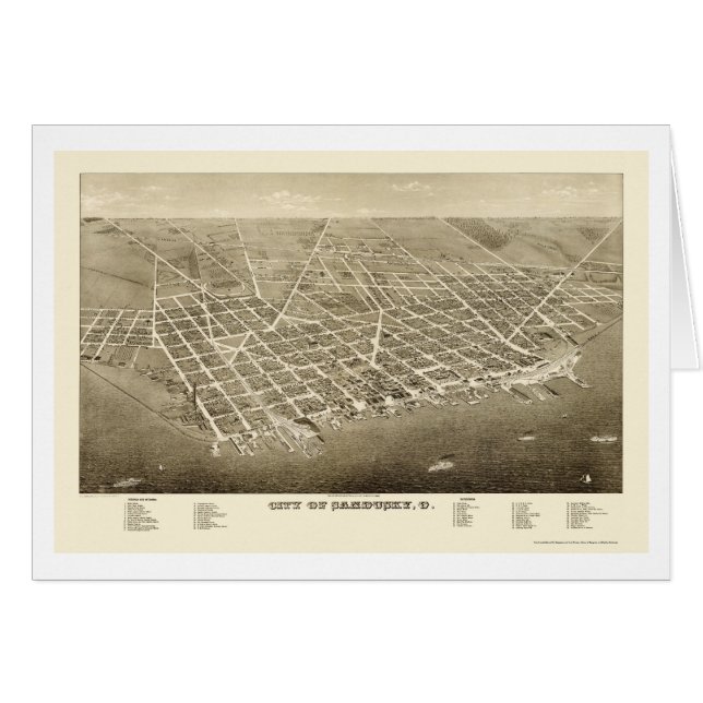 Sandusky, mapa panorámico del OH - 1883 (Anverso (Horizontal))