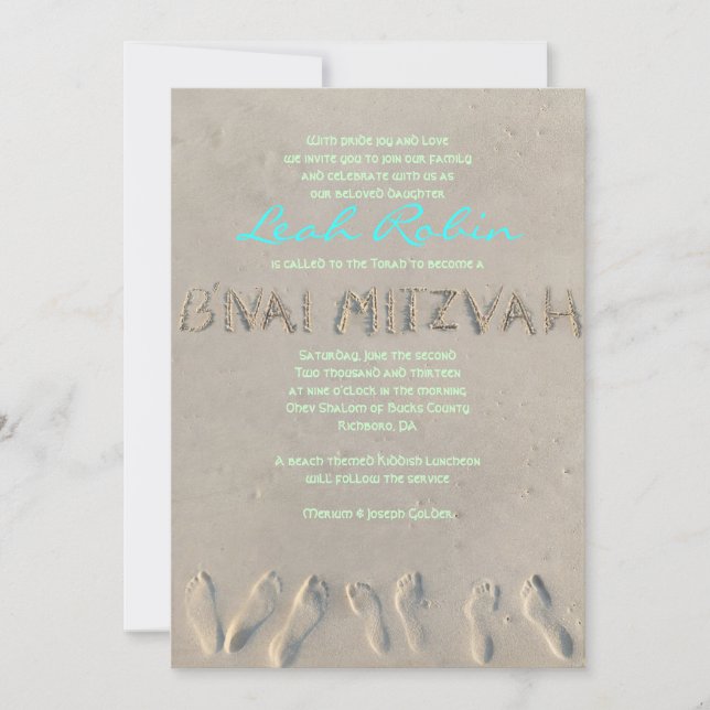 SANDY BEACH BNAI Mitzvah Invitación (Anverso)