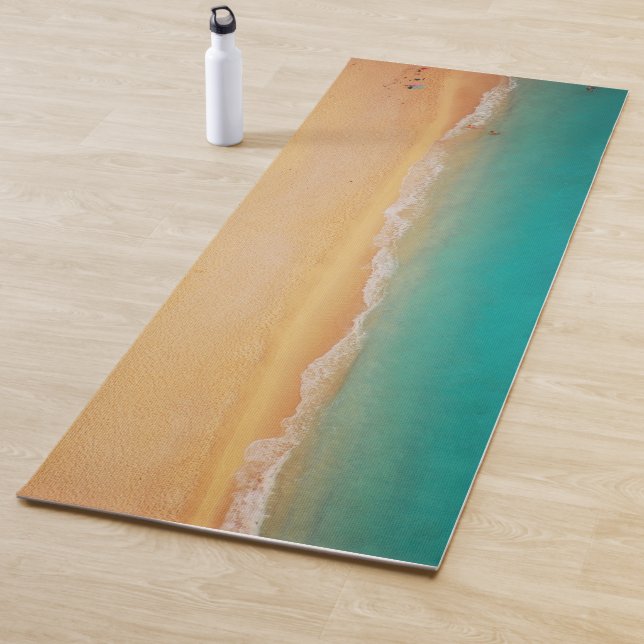 Sandy Beach Shore Ocean Turquoise Yoga Mat (In situ)