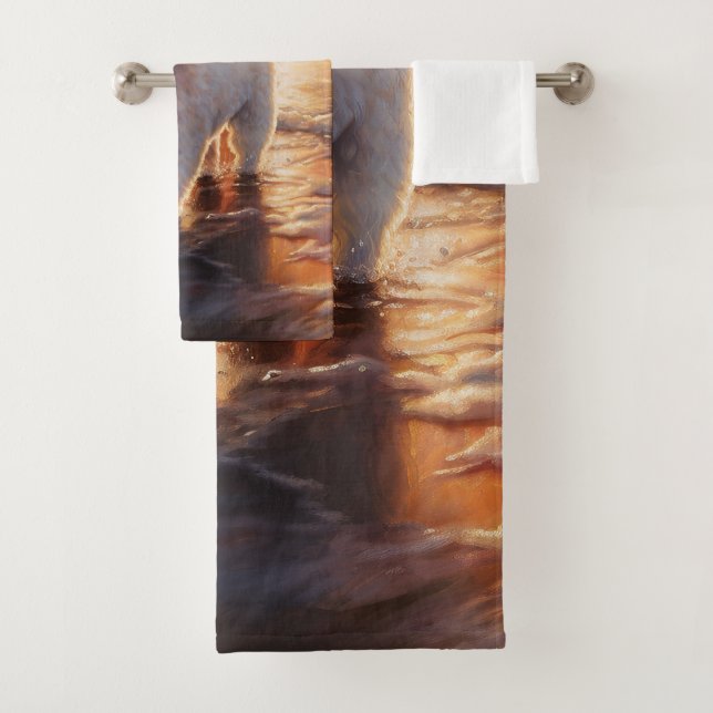 Sandy Paws Bichon Frise Dog en Beach Sunset (In situ)