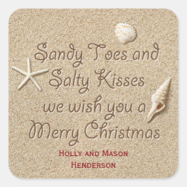 Sandy Toes Salty Kiss Feliz Pegatina de Navidad