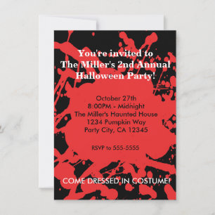 Sangre de Halloween sobre invitación a la fiesta d