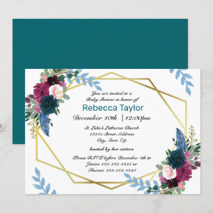 Sangre floral Mod Verde azulado - Invitación a Bab