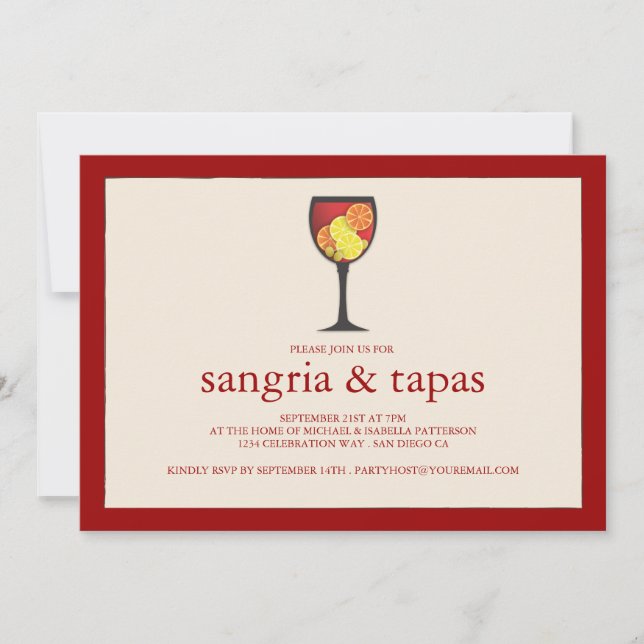 Sangría con la invitación del fiesta de los Tapas (Anverso)