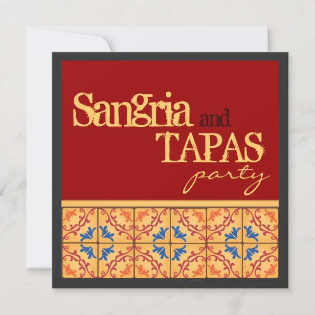 ¡Sangría y fiesta de los Tapas! Invitación feliz (Anverso)