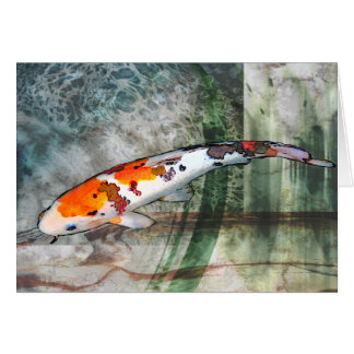 Sanke Koi en la charca azul y verde abstracta