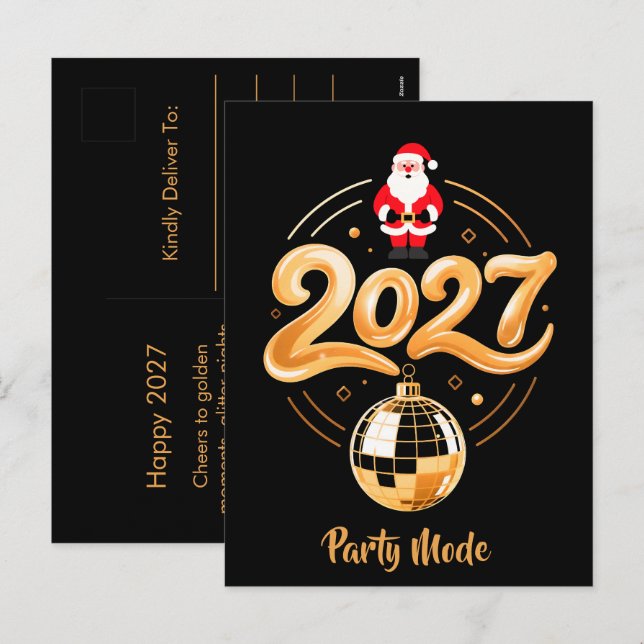 Santa 2026 Modo Fiesta Disco de Navidad Dorado (Anverso / Reverso)