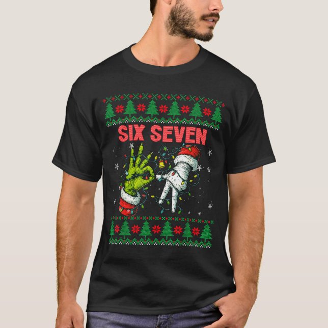 Santa 67 Suéter Feo De Navidad Dedos Seis Siete  (Anverso)