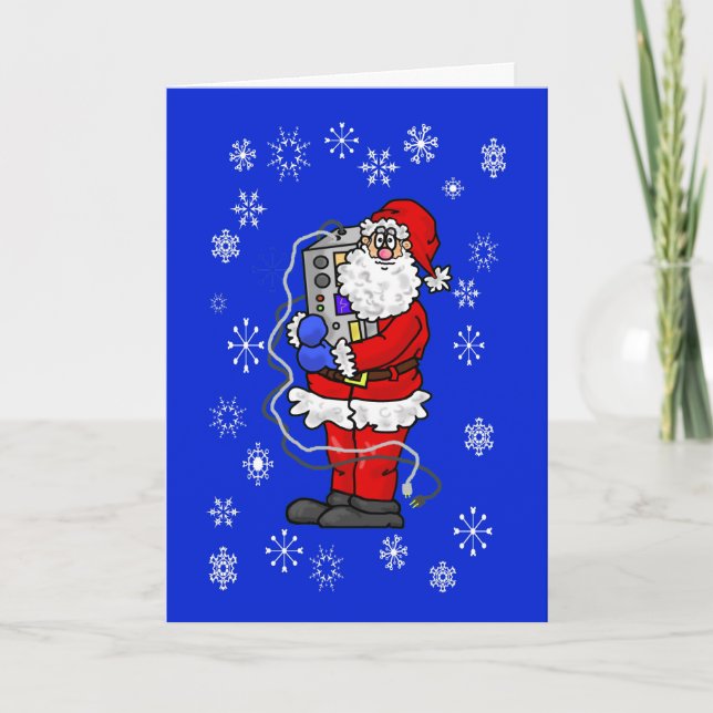 Santa Abrazando su tarjeta de Navidades de radio (Anverso)
