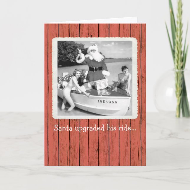 Santa Actualizó su Paseo Tarjeta de Navidad (Anverso)